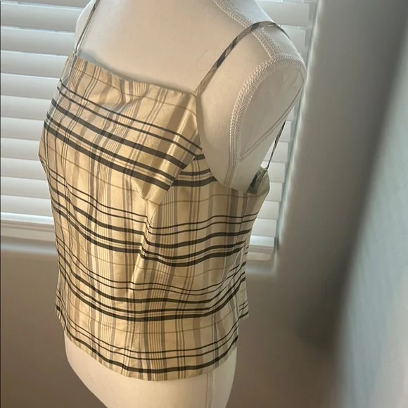 Plaid Beige Spaghetti Strap Top - Picture 2 of 4